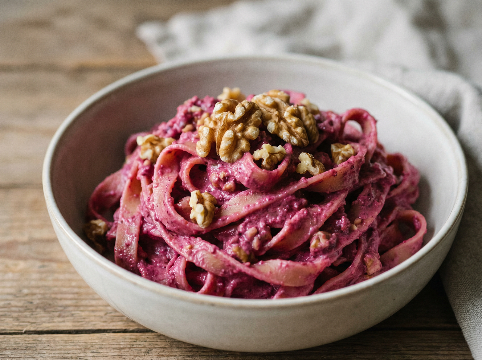 Tirabuzones Frescos con Pesto y Remolacha