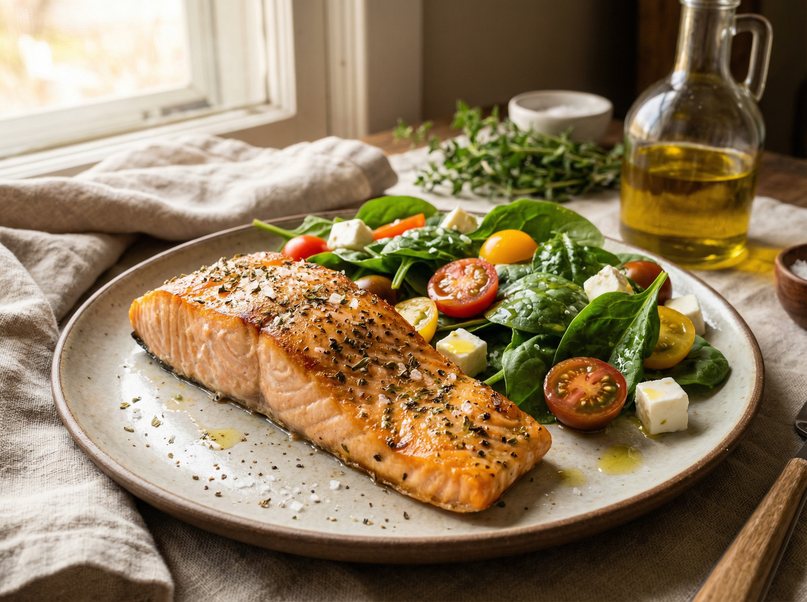 Salmón con Ensalada