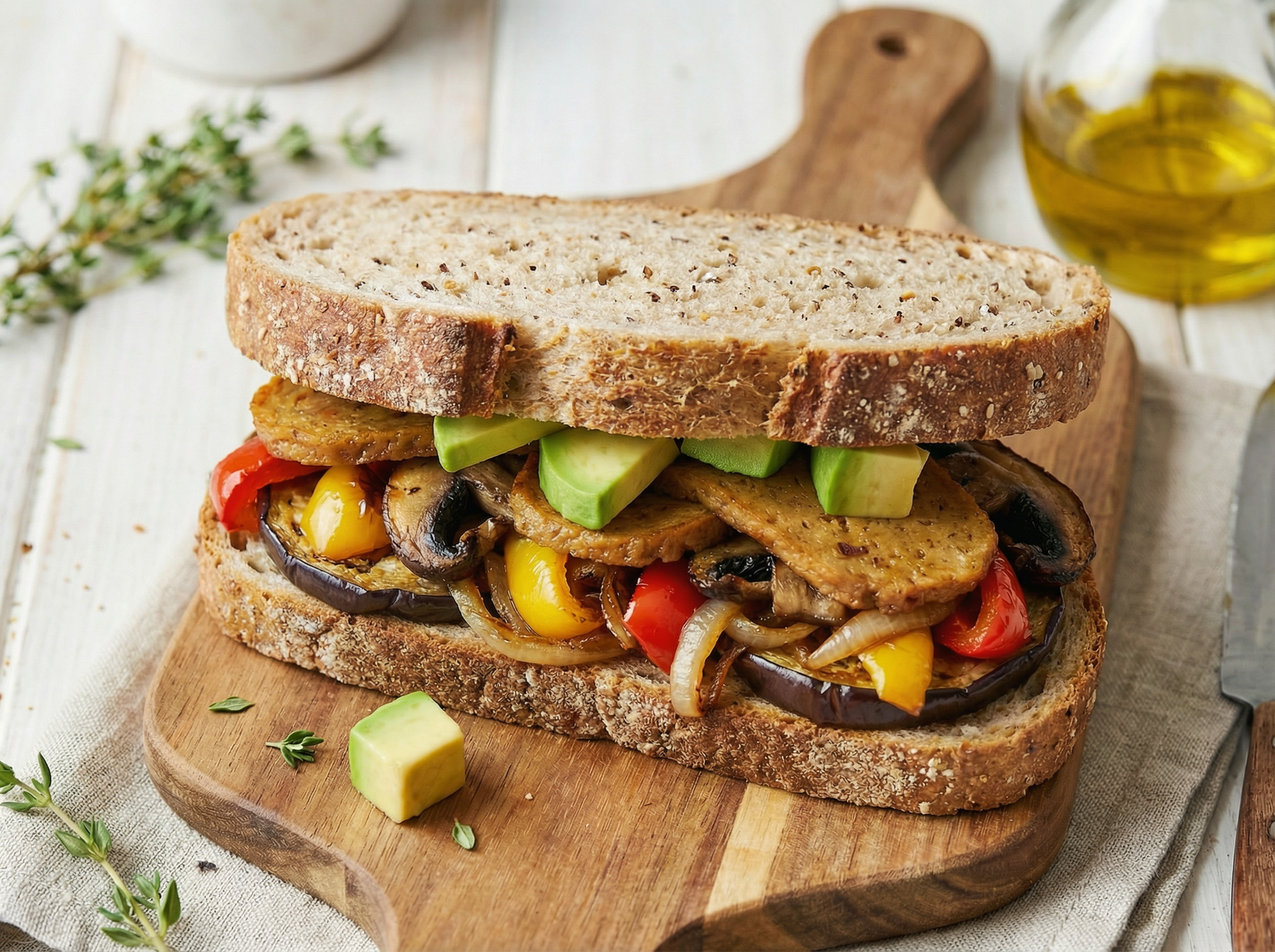 Sandwich de Seitán con Vegetales Asados