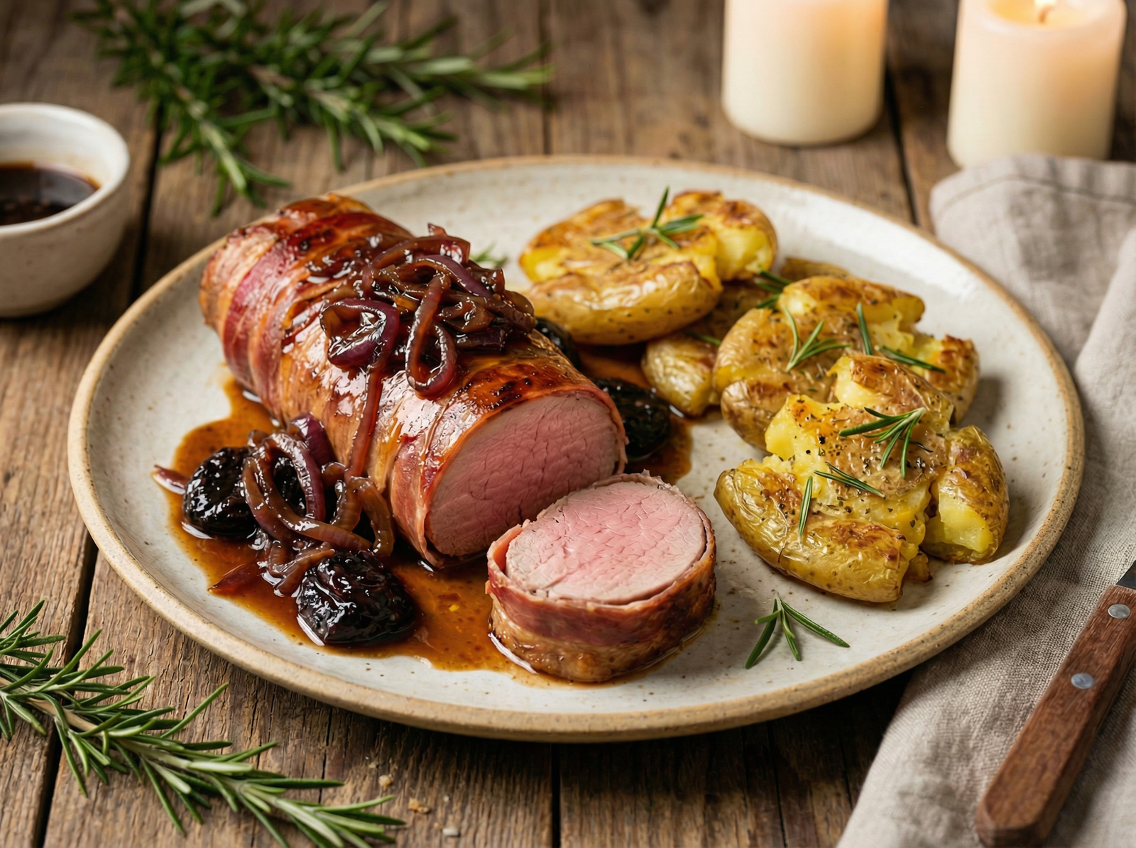 Solomillo de Cerdo con Cebollas y Ciruelas