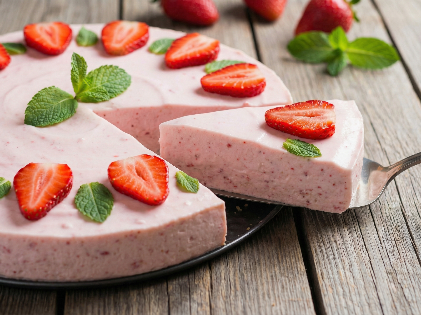 Tarta de Yogur de frutilla sin Horno