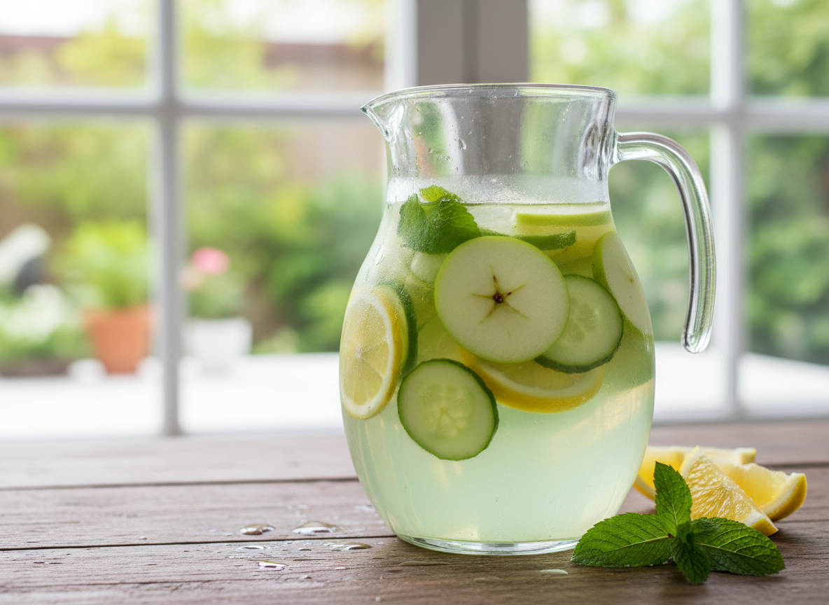 Agua saborizada con manzana verde