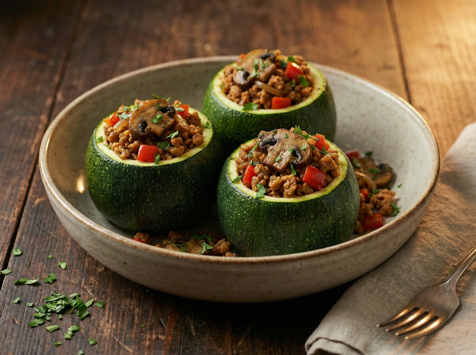 Zapallito Verde Relleno con Vegetales