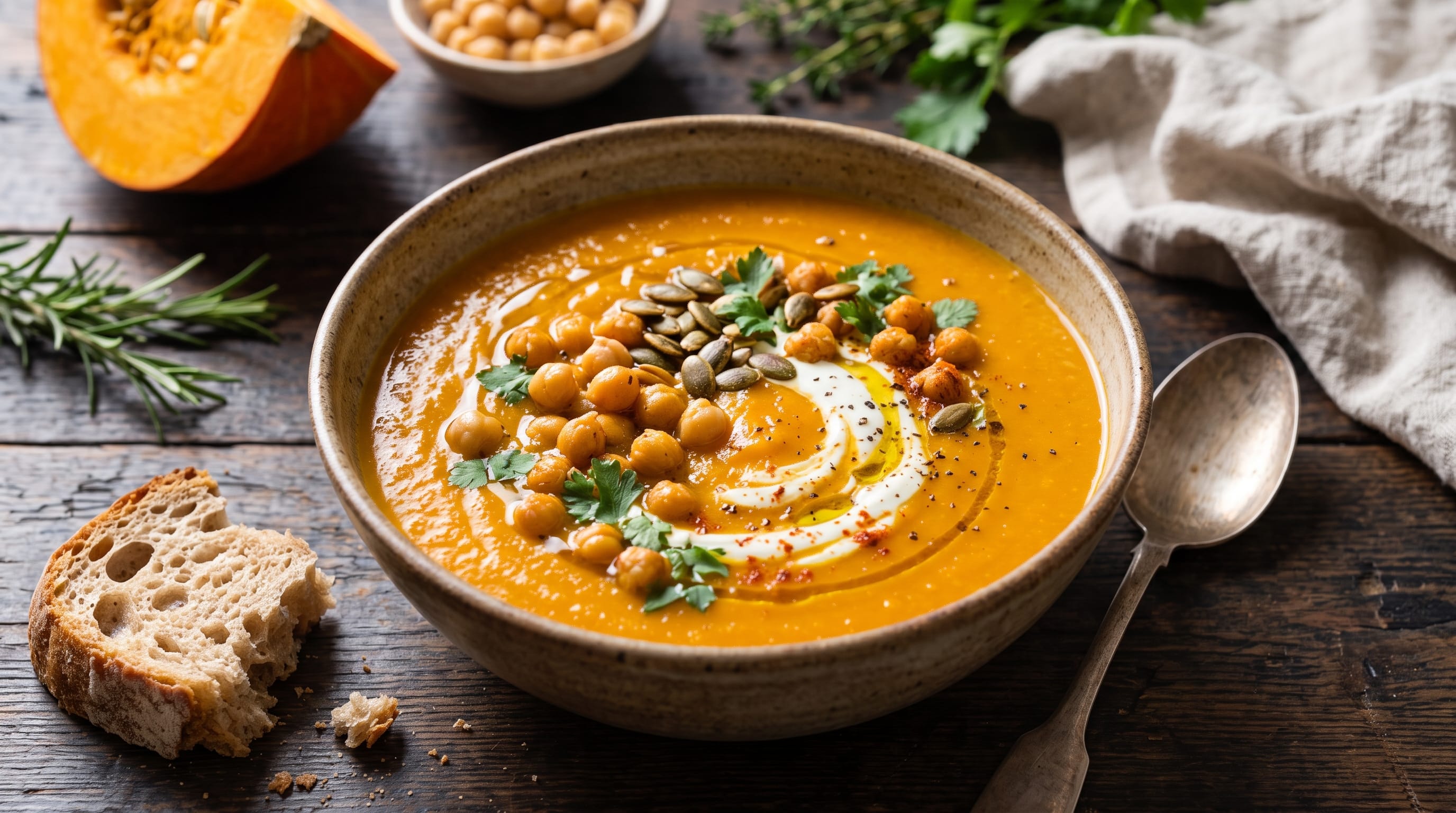 sopa de garbanzos y calabaza